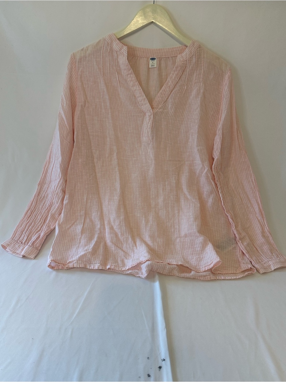 Old Navy Pale Pink Split-Neck Long-Sleeve Blouse